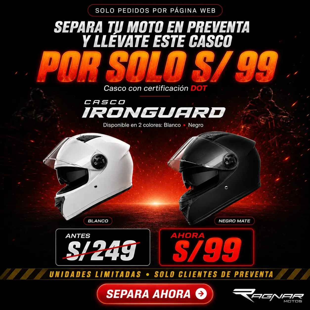 Casco Ragnar IronGuard Certificacion 3CCC/DOT